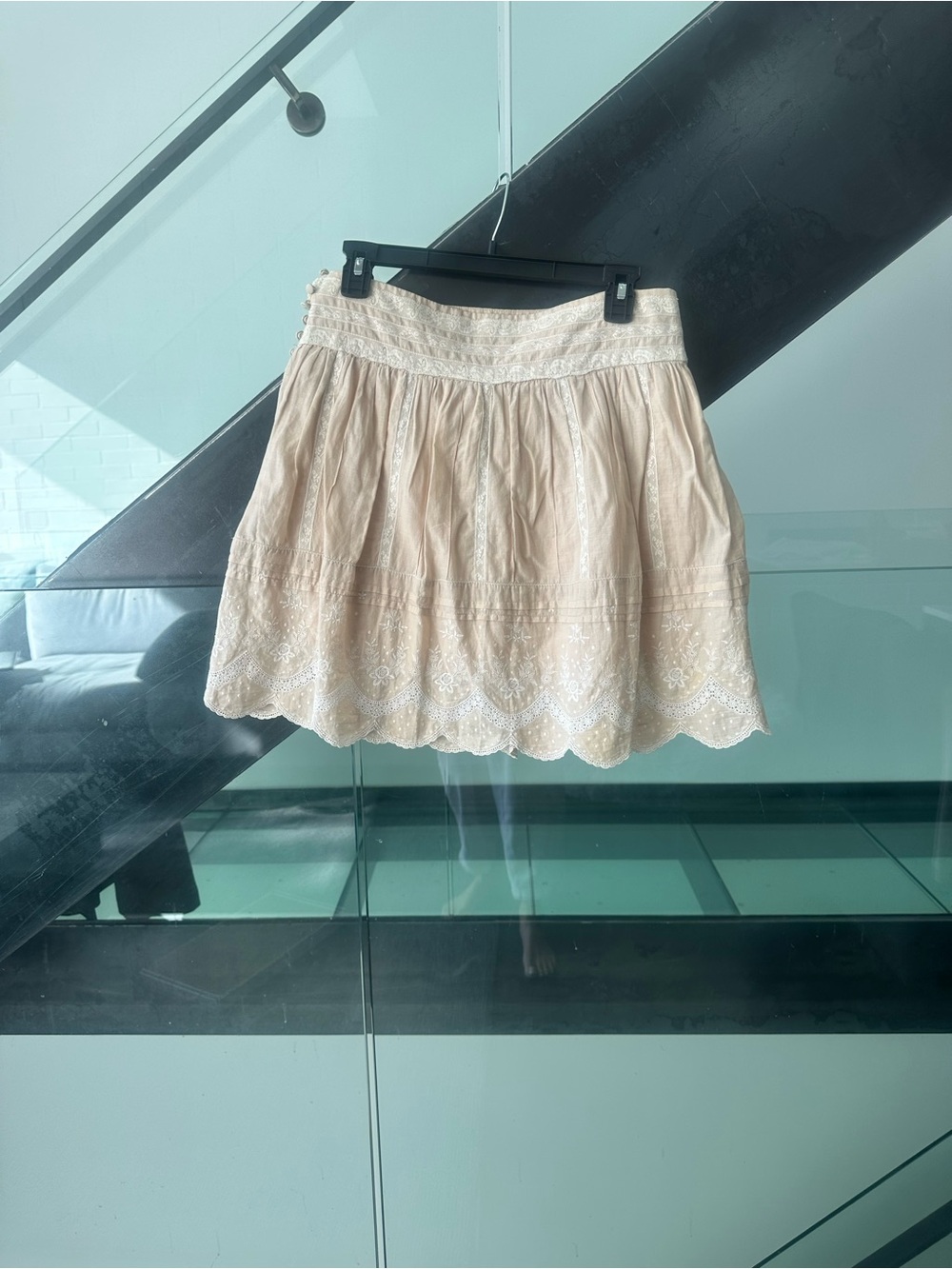 Sandro Pale tan Eyelet Cotton Skirt
